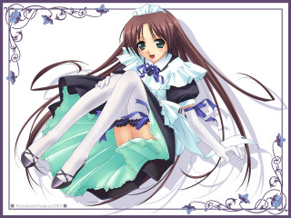 Anime girl long hair dress - her leg free wallpaper