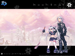 Anime couple snowy landscape cherryblossoms - a snowy landscape free wallpaper