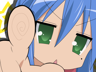 Cartoon girl blue hair green - her finger free wallpaper