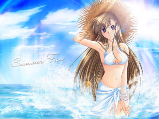 Woman beach ocean summer anime - summer free wallpaper for desktop
