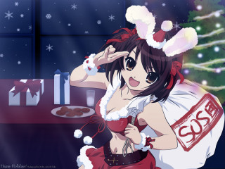 Santa woman christmas tree aurora - sots art free wallpaper