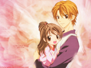 Anime couple hug kimono pink - sots art free wallpaper