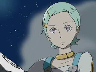 Blue hair astronaut starry sky - sots art free wallpaper