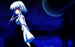 Anime girl white hair lake - a lake free wallpaper