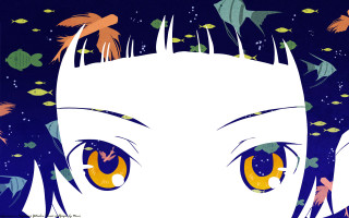 Woman yellow eyes fish aurora - chiho aoshima free wallpaper