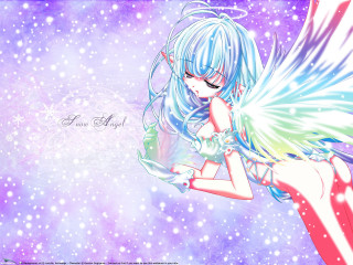 Blue hair angel wings snow - a hologram free wallpaper for desktop