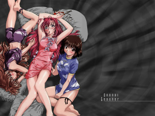 Three anime girls posing bedroom - a picture together free wallpaper