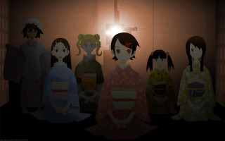Group people room cross illustration - madhouse free wallpaper