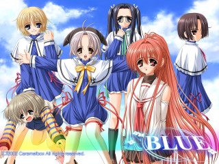 Anime girls blue sky rainbows - net art free wallpaper