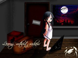 Girl umbrella suitcase moon gothic - her free wallpaper