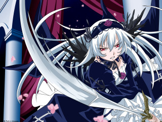 White hair anime gothic sword - white hair holding free wallpaper