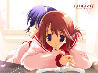 Anime girls reading cherryblossoms desk - a couple of anime girls free wallpaper