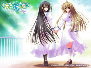 Anime girls green sky long - a green sky free wallpaper