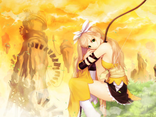 Girl yellow dress bow fire - a yellow dress holding free wallpaper