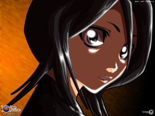Cartoon girl black hair yellow - a yellow background behind her free wallpaper