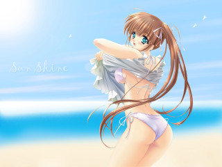 Beach bikini anime longhair sky - the sun free wallpaper for desktop