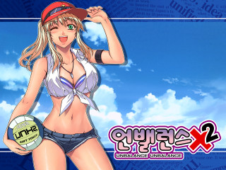 Woman bikini volleyball hat beach - symmetric balance free wallpaper
