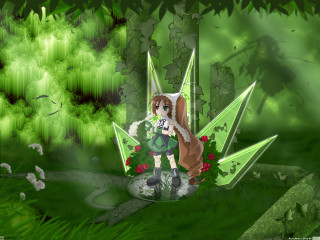 Forest fox girl sword green - 2 d game art free wallpaper