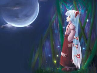 Cartoon forest fullmoon aya goda - a full moon in the background free wallpaper
