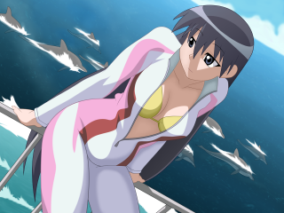 Woman bathing suit boat sharks - suit free wallpaper