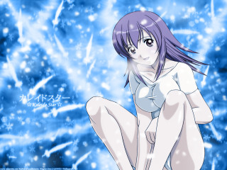 Purple hair sitting snowflakes stars - snow flake free wallpaper