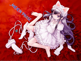 Girl cat ears headphones space 2 - moon free wallpaper