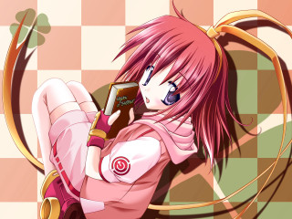 Pink haired girl checkered floor - the screen free wallpaper