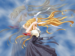 Woman holding knife starry sky - long hair holding free wallpaper