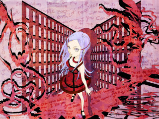Red dress graffiti building anime - graffiti free wallpaper for desktop