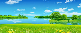 Beautiful green landscape lake trees - a lake and trees free wallpaper