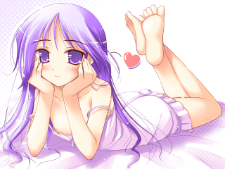 Purple hair laying bed anime - purple hair free wallpaper for desktop