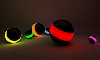 Colorful balls dark room black - different color free wallpaper