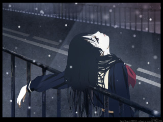Alice prin snowy balcony anime - gothic free wallpaper