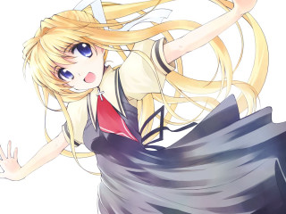 Blonde girl blue eyes black 2 - a red tie free wallpaper