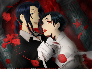 Anime couple gothic blood splatters - blood splatter free wallpaper