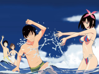 Water group girls boys beach - one girl free wallpaper