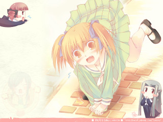 Girl green dress brickfloor man - free gaming wallpaper