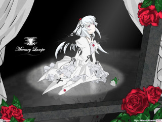 Gothic girl roses window sill - a window sill free wallpaper