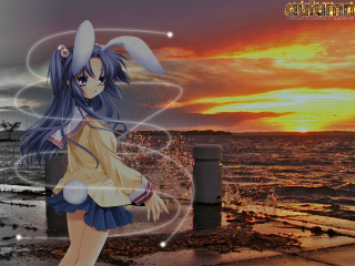 Girl dress pier sunset clouds - a pier free wallpaper