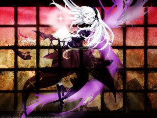 White haired gothic girl window - a purple outfit free wallpaper for desktop