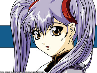 Purple hair anime girl red 2 - net art free wallpaper