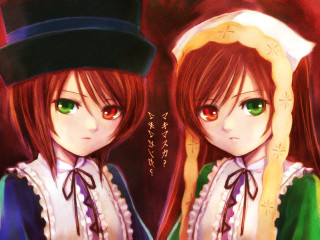 Two girls green eyes hat - symmetrical eye free wallpaper