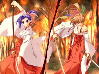 Fire wielding anime girls in - a fire free wallpaper