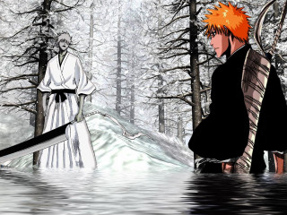 Orange hair forest snow kimono - orange hair free wallpaper