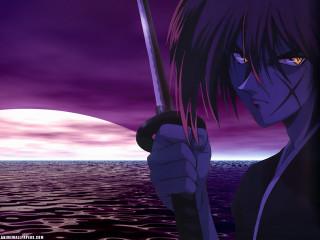 Woman sword purple sky ocean - ufotable free wallpaper