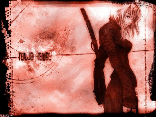 Woman gun red background hello - there free wallpaper