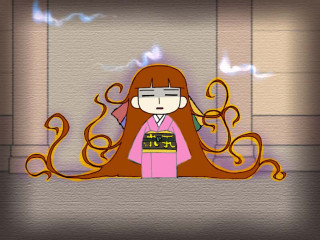 Cartoon long hair pink outfit - a yellow ribbon free wallpaper