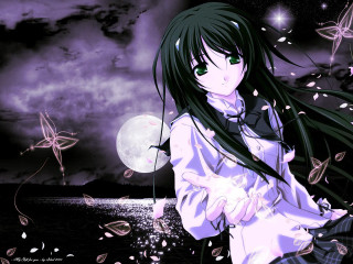 Girl moon stars purple anime - full free wallpaper