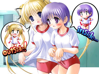 Anime girls hug room blonde - outside free wallpaper