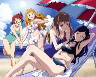 Beach girls umbrella bikini relax - top of a beach next free wallpaper